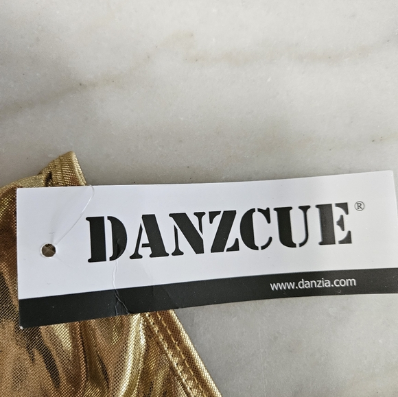 NEW Danzcue Asymmetrical Dance Sholder Dress, Size L-XL, Golden - Picture 5 of 11